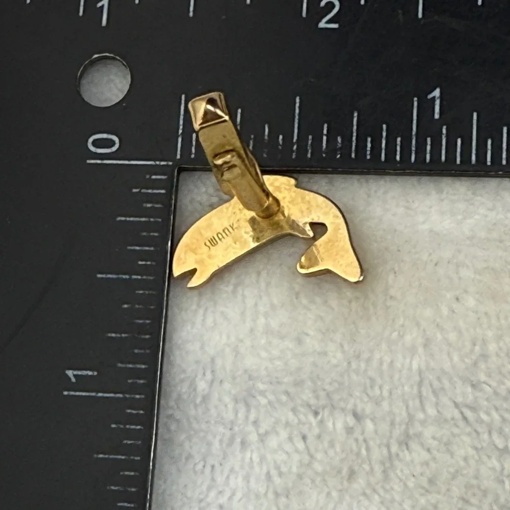 Vintage Swank Cufflinks Gold Tone Fish Mother of Pearl Inlay Trout